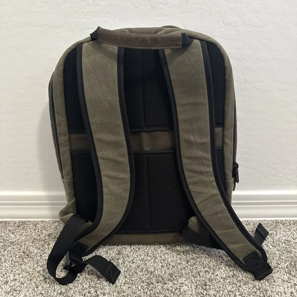 Waterfield Designs SF Sutter Slim Backpack Waxed Canvas Chocolate Leather